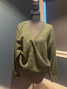 torrid Olive Green V-Neck Wrap Sweater